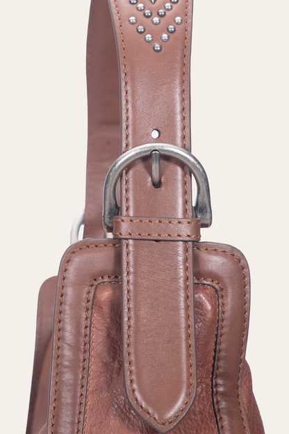 Women's Cognac Carla Studded Hobo Handbag Frye us