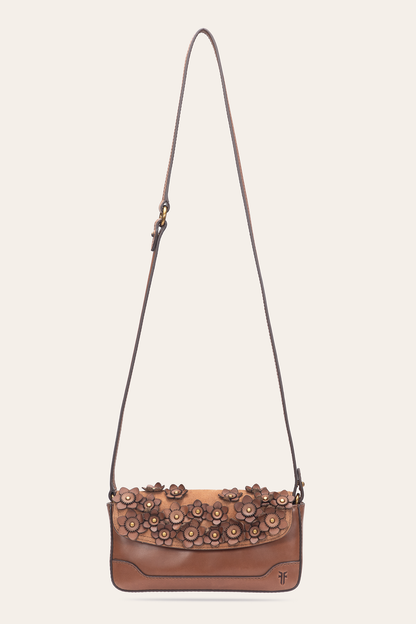 Cognac Melissa Floral Convertible Mini Flap Frye For Sale