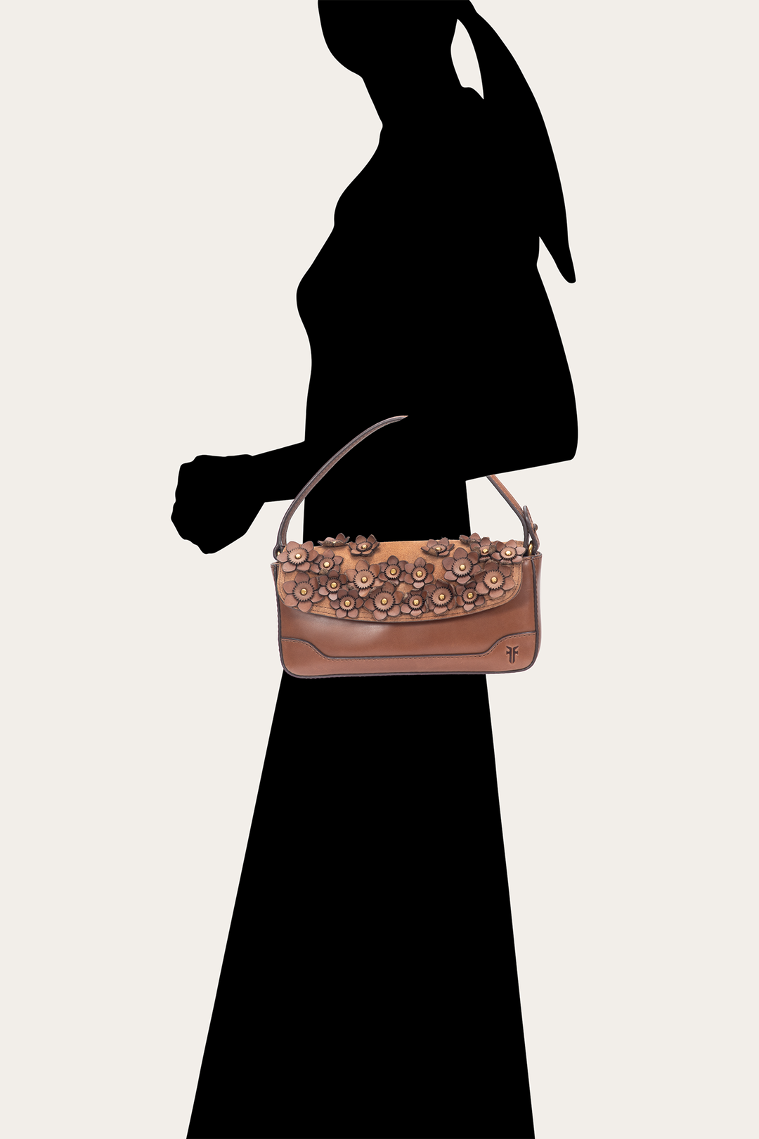Cognac Melissa Floral Convertible Mini Flap Frye For Sale