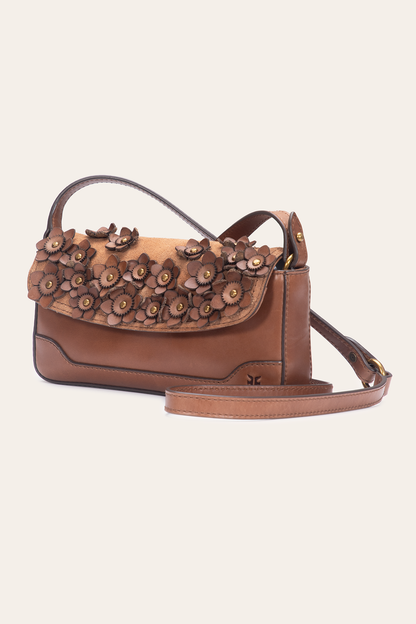 Cognac Melissa Floral Convertible Mini Flap Frye For Sale