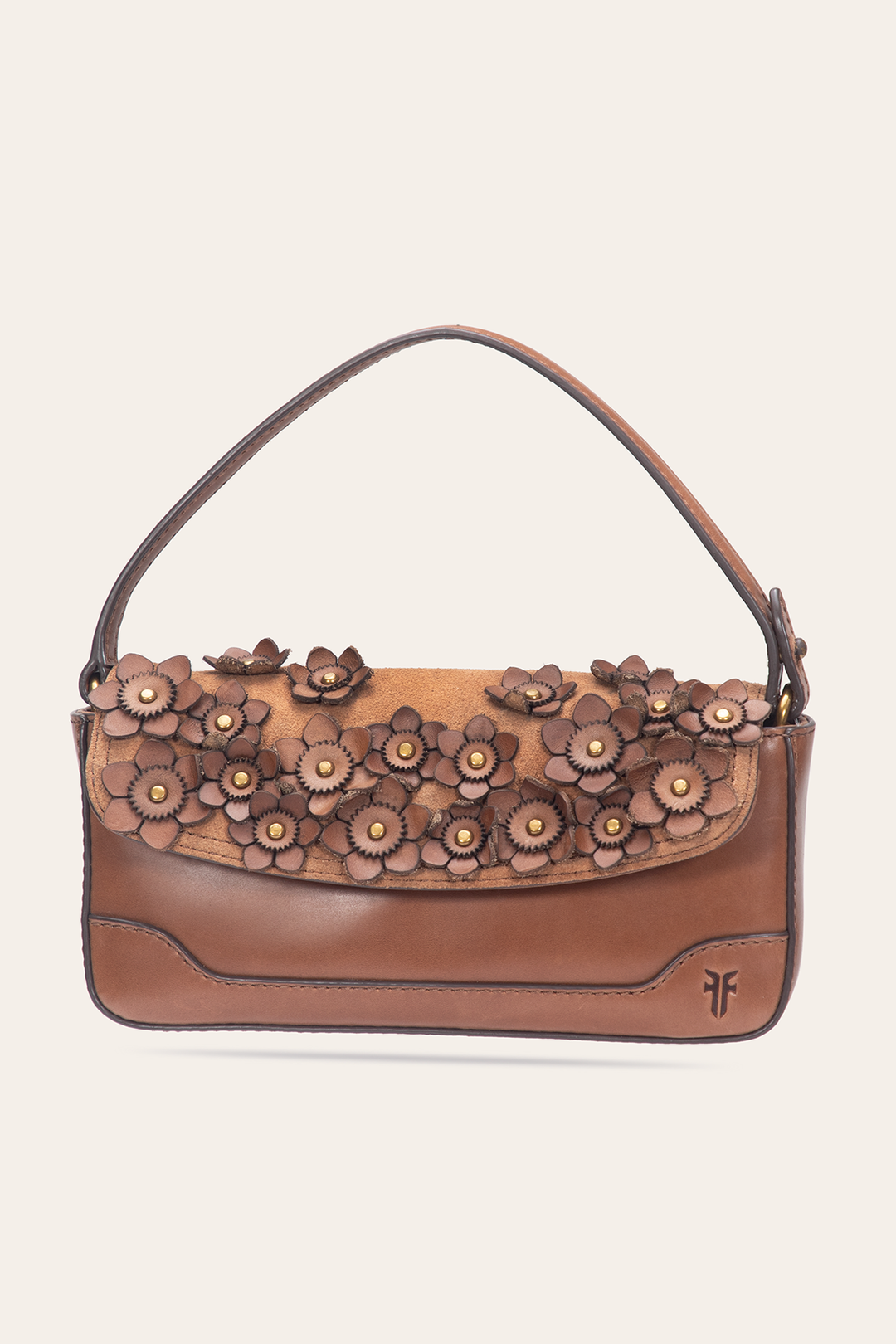 Cognac Melissa Floral Convertible Mini Flap Frye For Sale