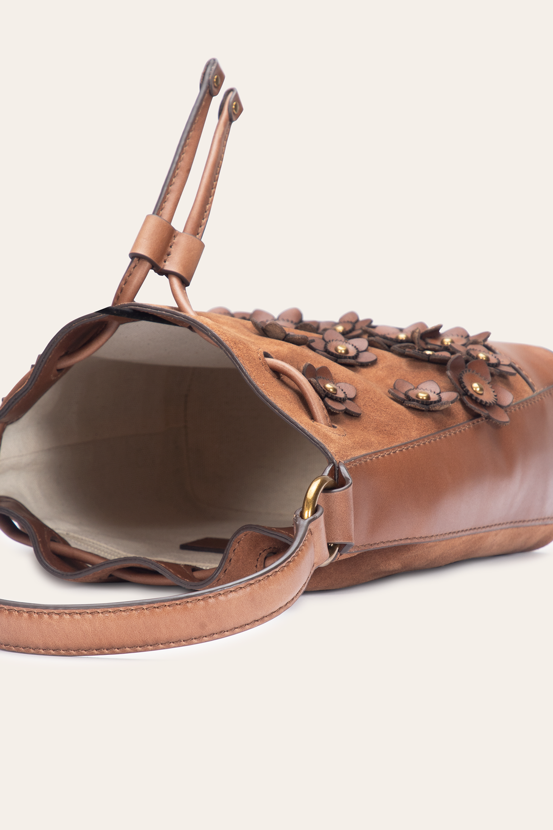 Cognac Melissa Floral Convertible Bucket Frye USA