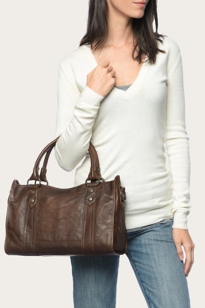 Melissa Dark Brown Satchel Frye us