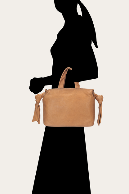 Beige Nora Knotted Satchel Frye