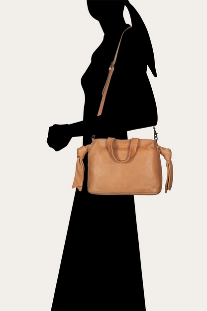 Beige Nora Knotted Satchel Frye