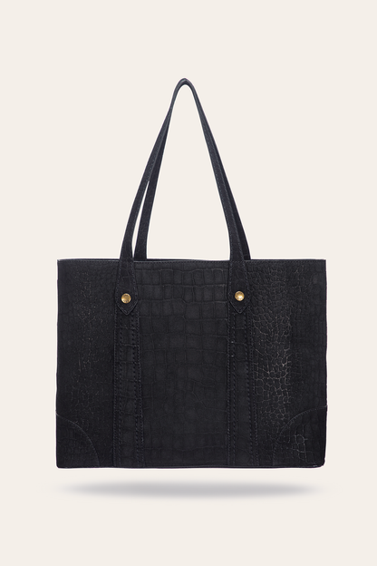 Melissa Sueded Croco Shopper in Black Frye Outlet