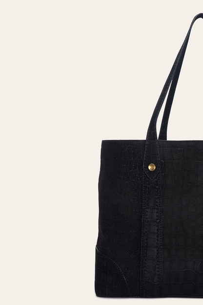 Melissa Sueded Croco Shopper in Black Frye Outlet