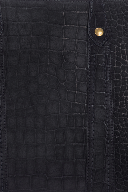 Melissa Sueded Croco Shopper in Black Frye Outlet