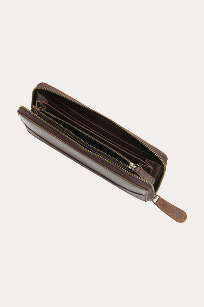 Melissa Dark Brown Zip Wallet Frye Outlet