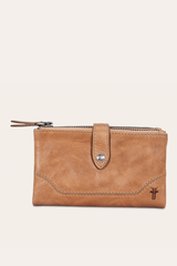 Melissa Beige Double Zip Wallet Frye USA