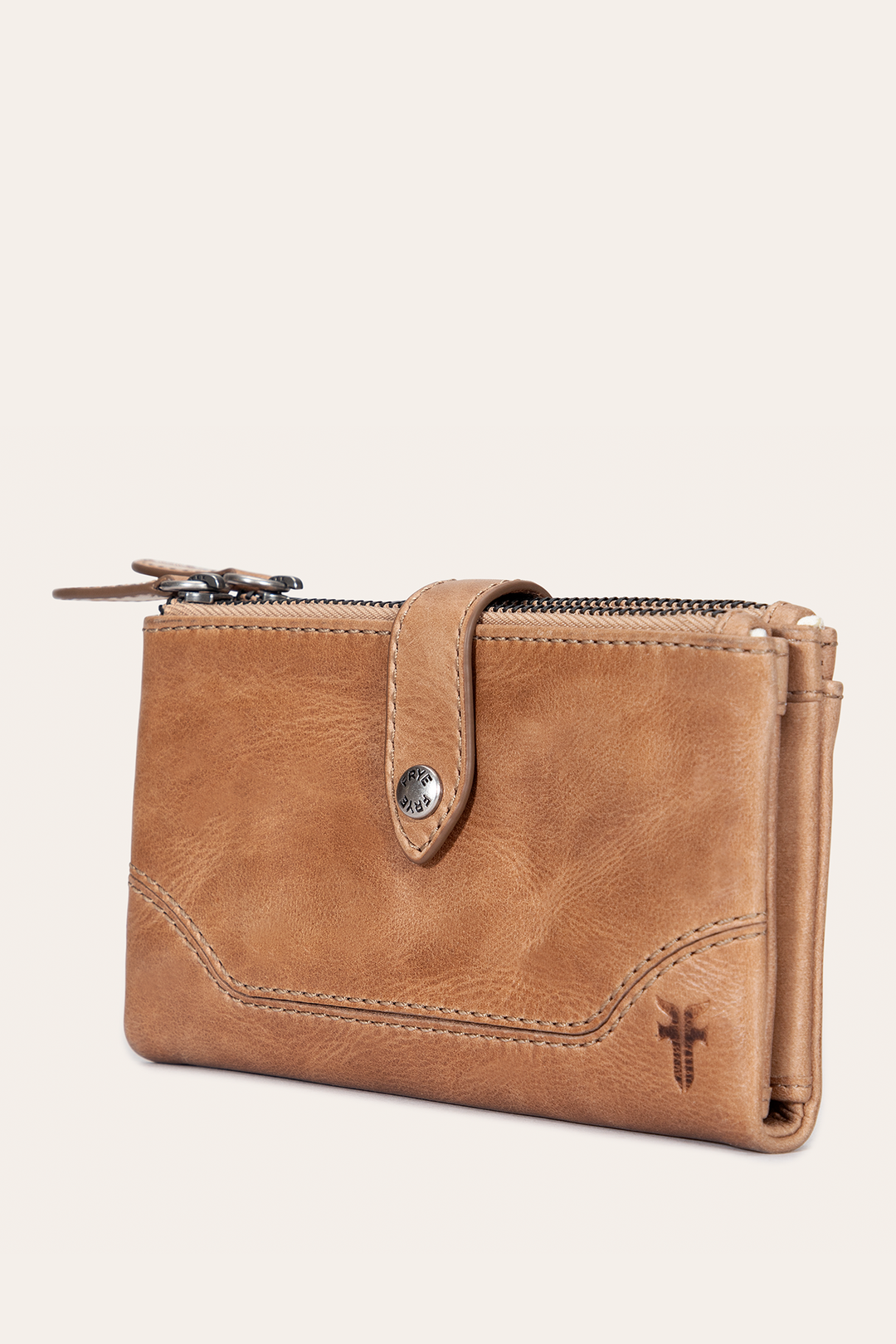 Melissa Beige Double Zip Wallet Frye USA
