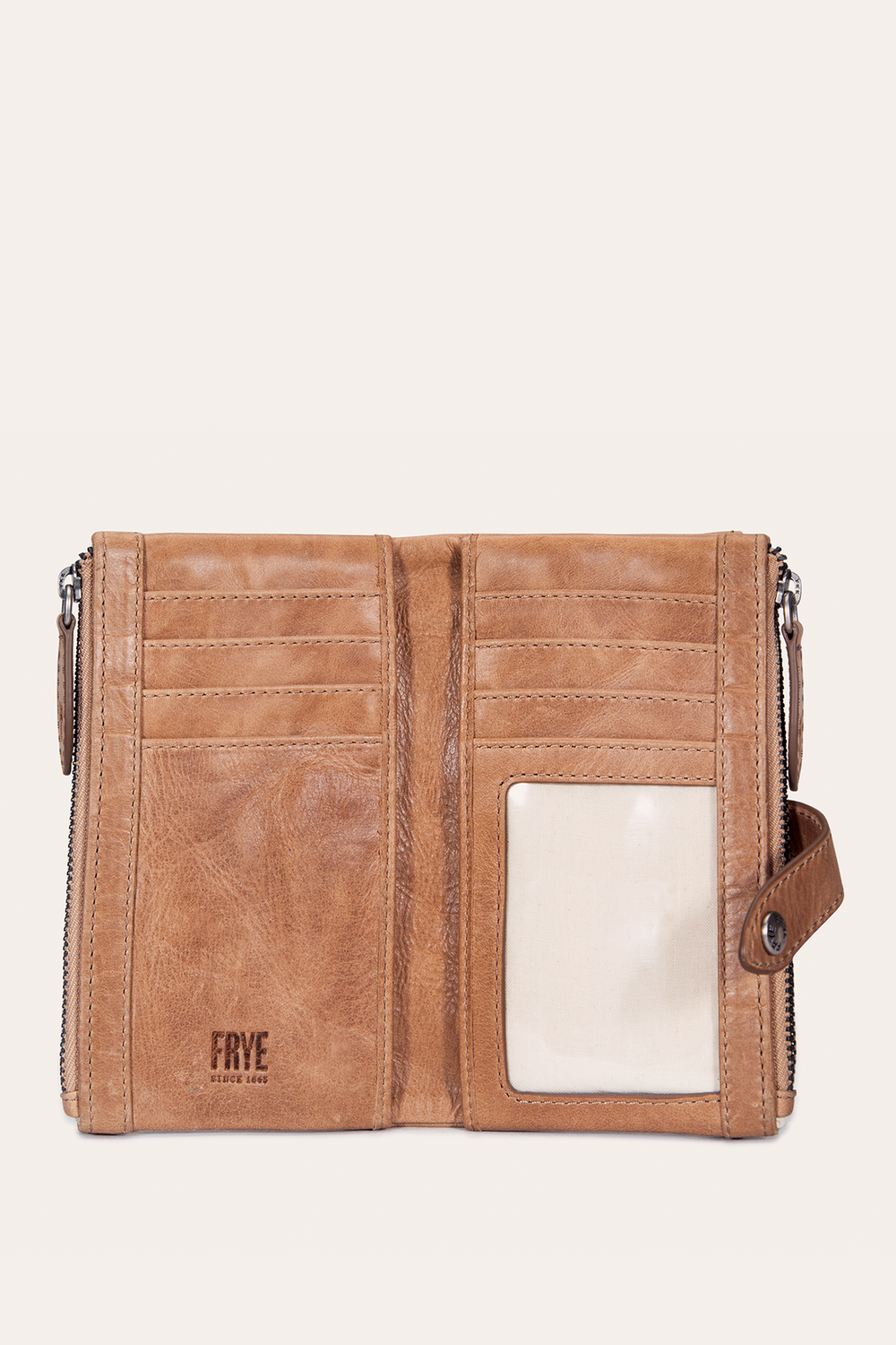 Melissa Beige Double Zip Wallet Frye USA
