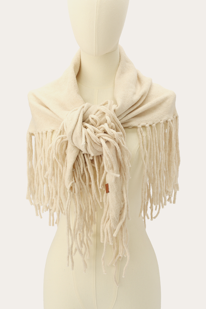 Birch Long Fringe Triangle Scarf Frye USA