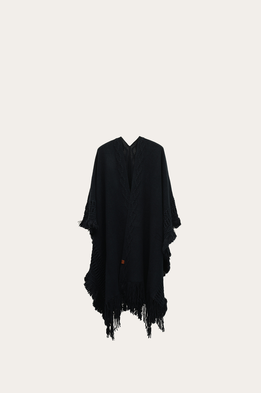 Navy Blazer Embellished Fringe Ruana Frye Near me