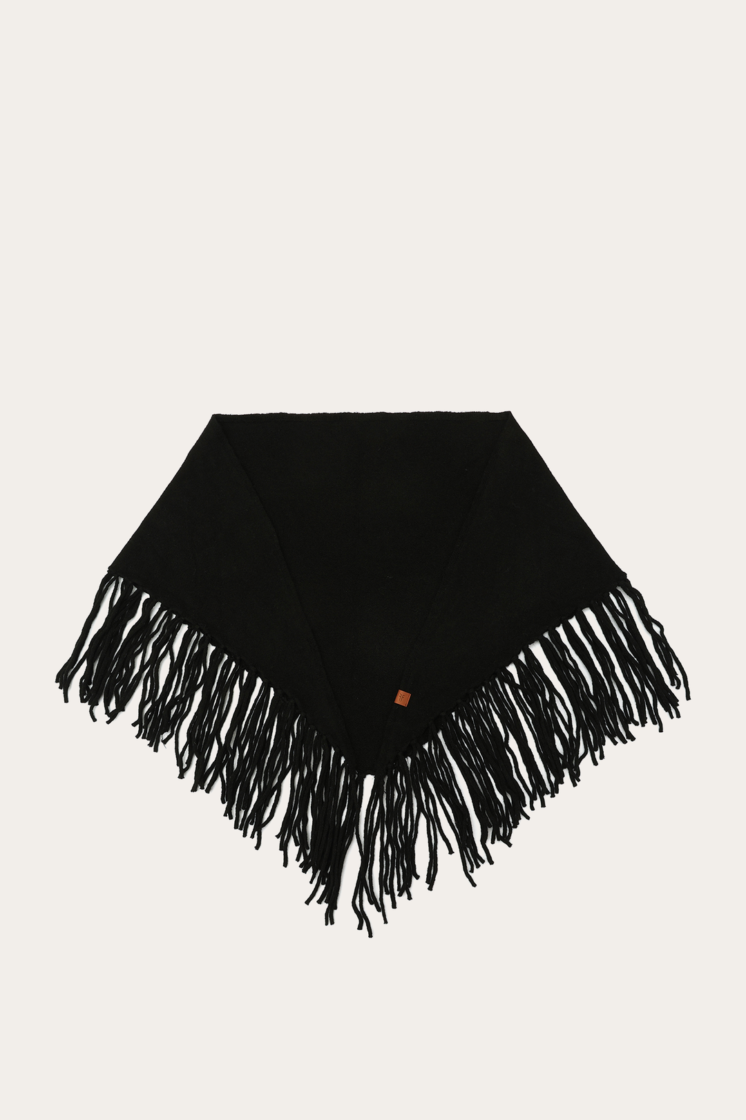 Black Long Fringe Triangle Scarf Frye
