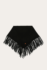 Black Long Fringe Triangle Scarf Frye