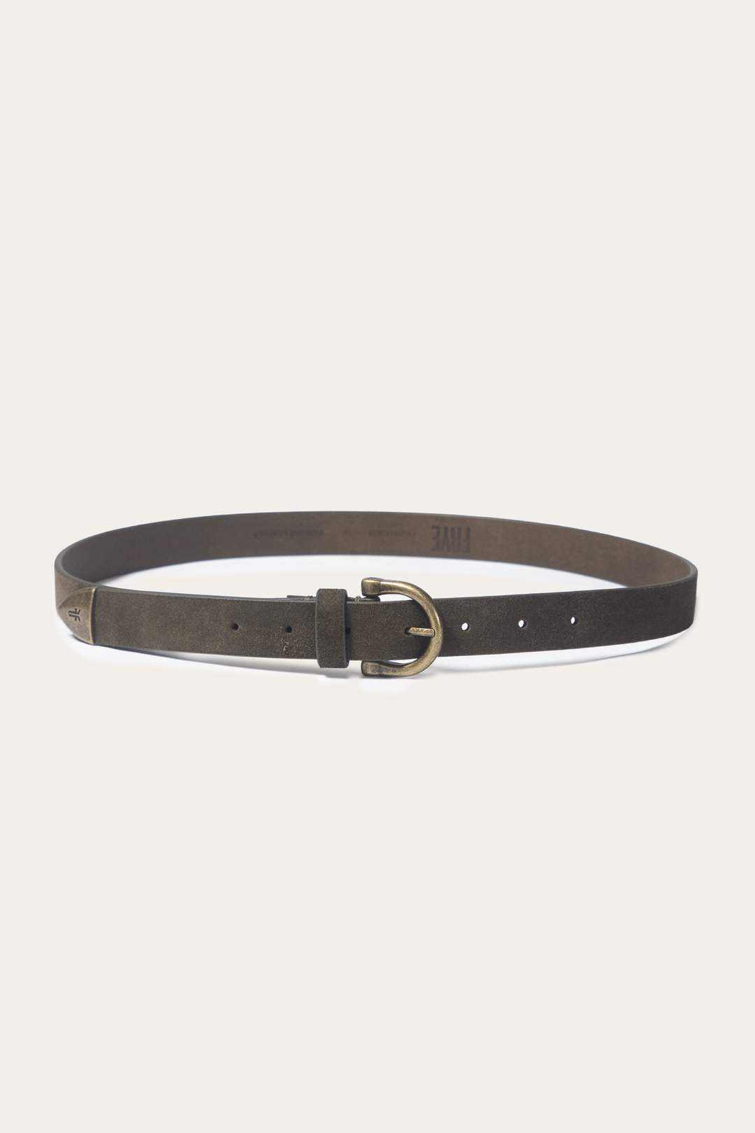 Light Olive 25mm Suede Horseshoe Buckle Belt Frye On sale