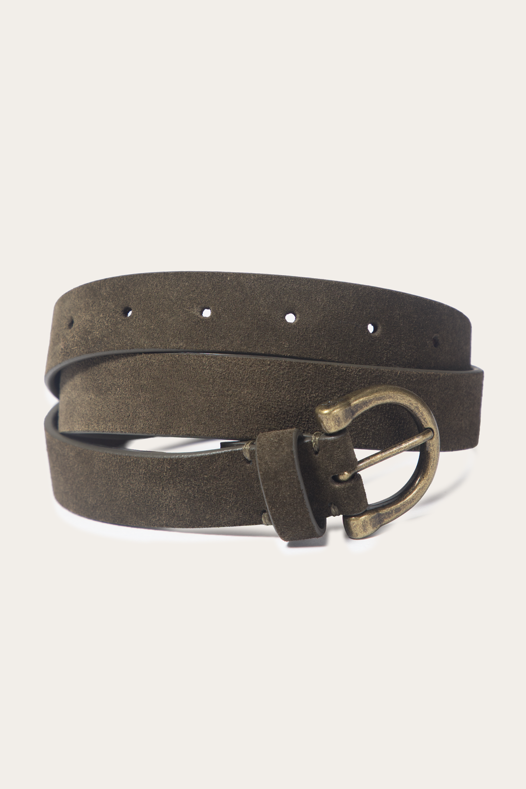 Light Olive 25mm Suede Horseshoe Buckle Belt Frye On sale
