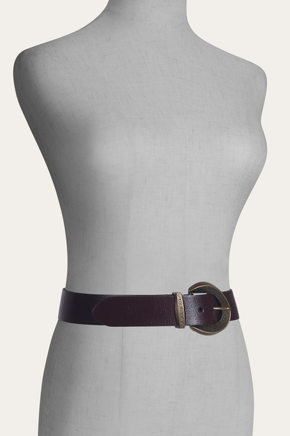 Brown 35mm Engraved Buckle Belt Frye USA