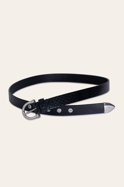 Women’s Black Snake 25mm Horseshoe Buckle Belt With Python Frye Discount