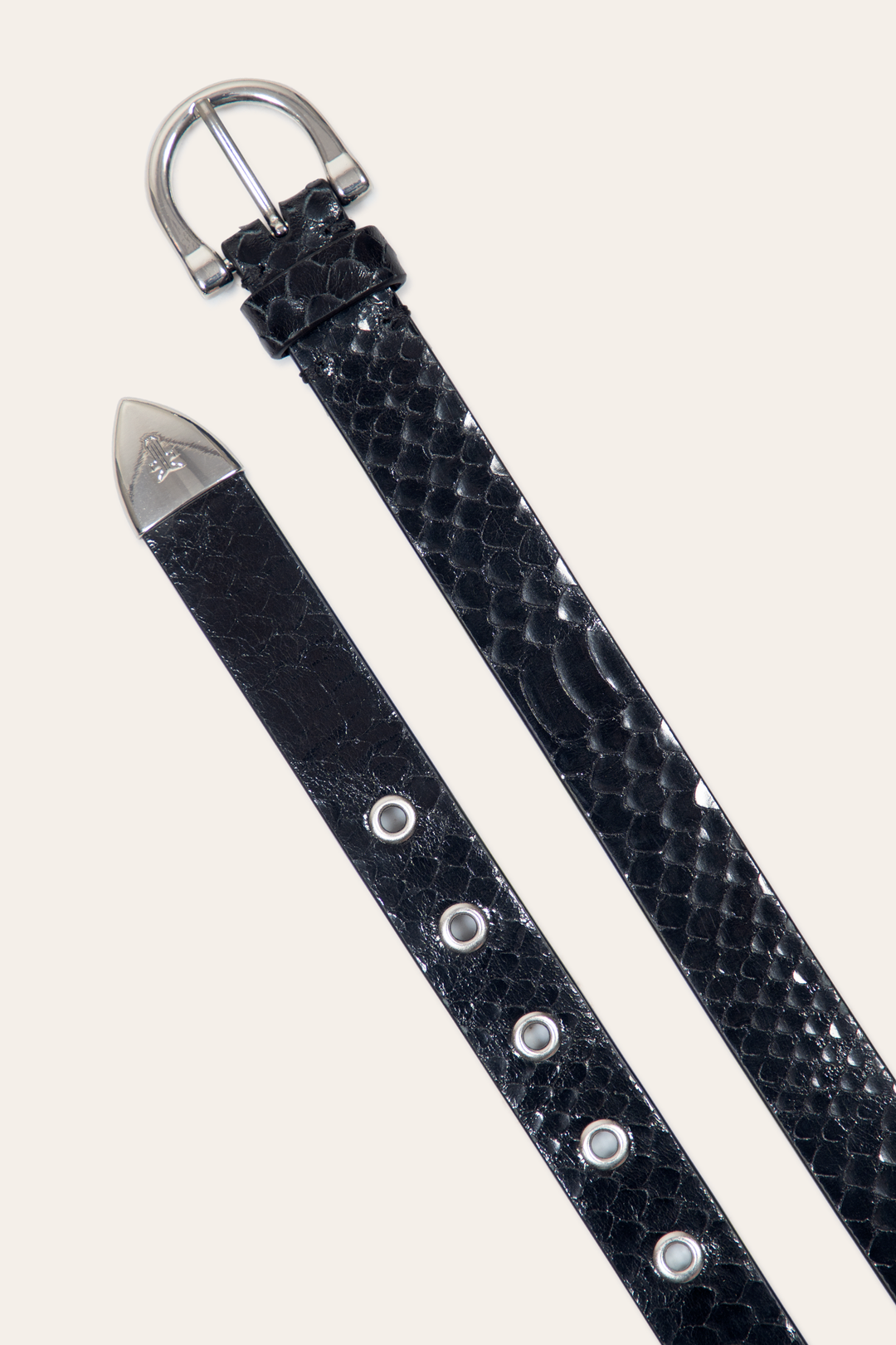 Women’s Black Snake 25mm Horseshoe Buckle Belt With Python Frye Discount