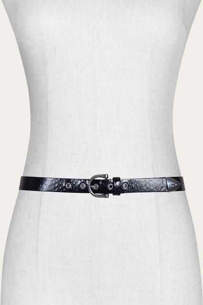 Women’s Black Snake 25mm Horseshoe Buckle Belt With Python Frye Discount