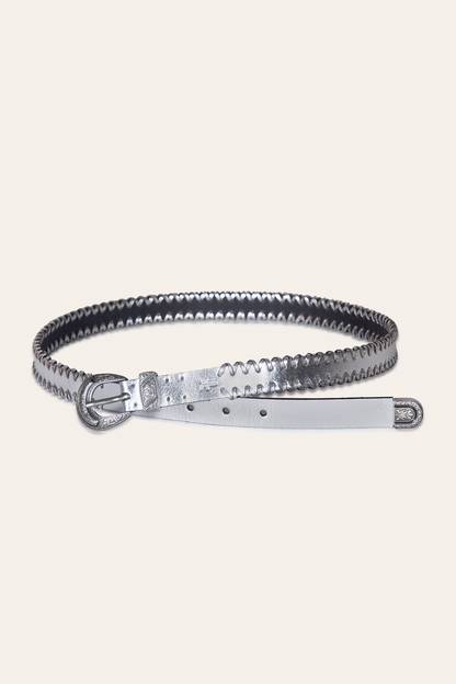 20mm Silver Leather Belt With 3-Piece Buckle Set Frye Sale