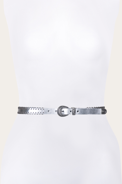 20mm Silver Leather Belt With 3-Piece Buckle Set Frye Sale
