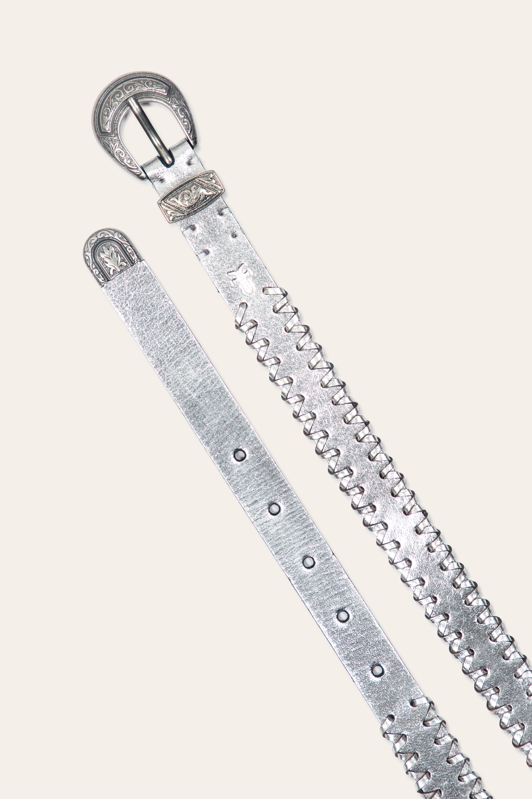20mm Silver Leather Belt With 3-Piece Buckle Set Frye Sale