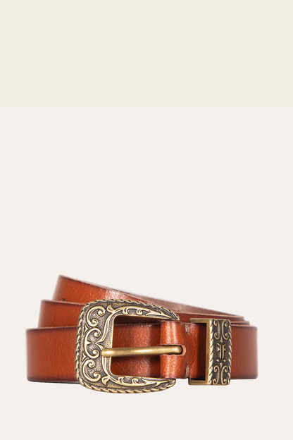 25mm Tan Logo Western Belt Frye Outlet
