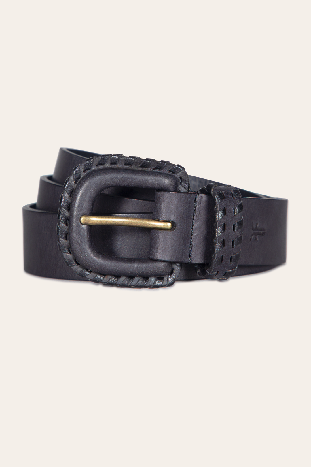 30mm Black Leather Belt With Covered Buckle Frye USA