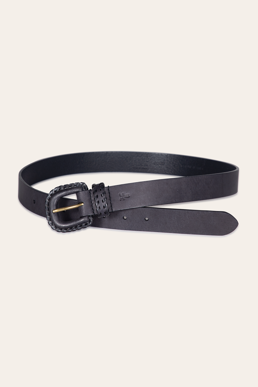 30mm Black Leather Belt With Covered Buckle Frye USA