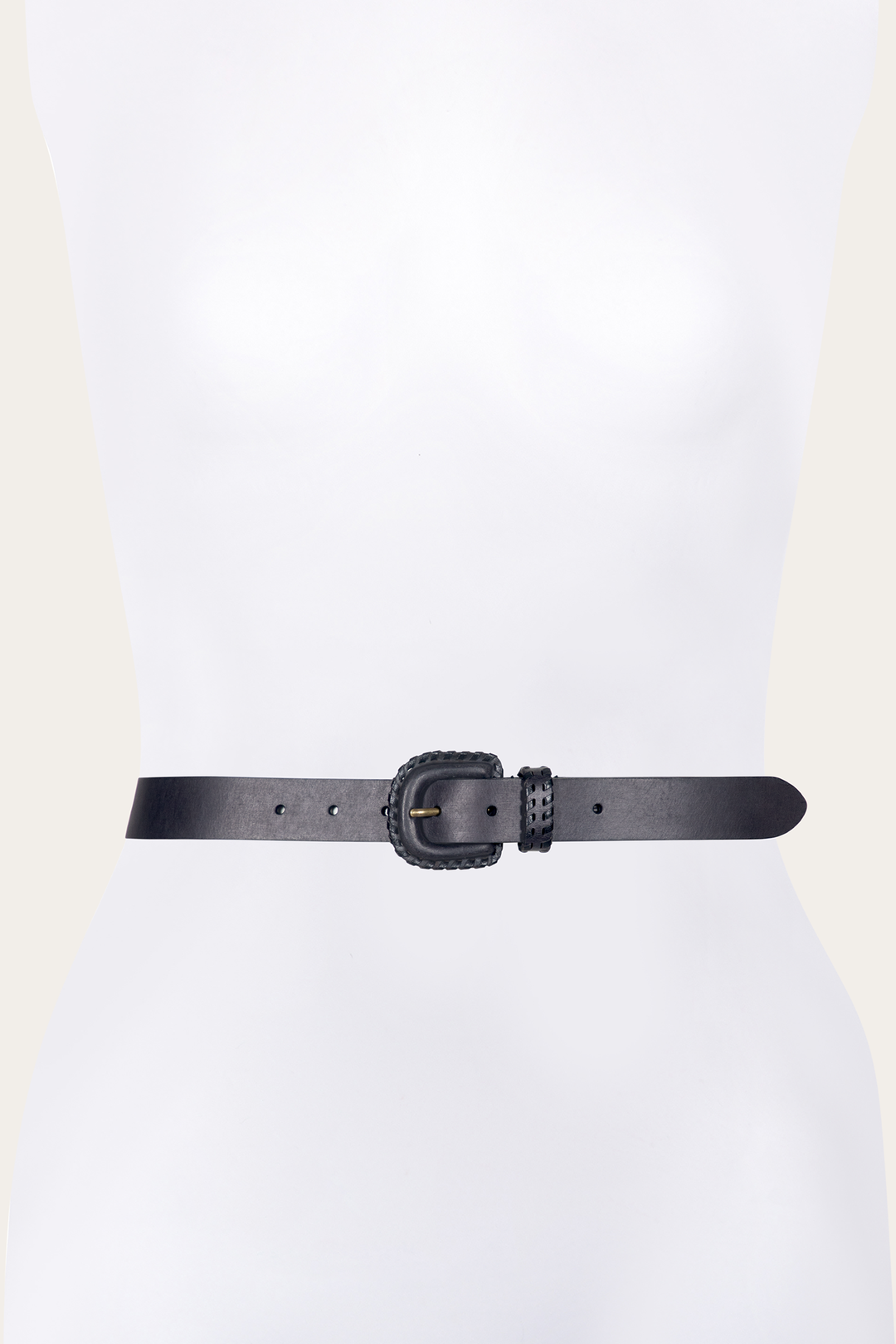30mm Black Leather Belt With Covered Buckle Frye USA
