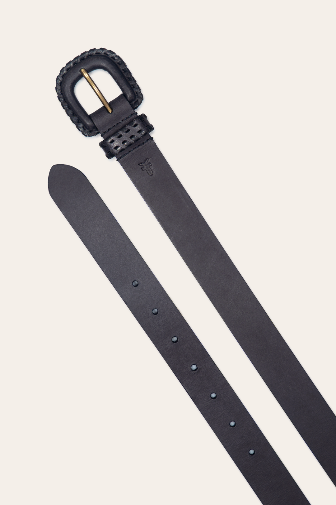 30mm Black Leather Belt With Covered Buckle Frye USA