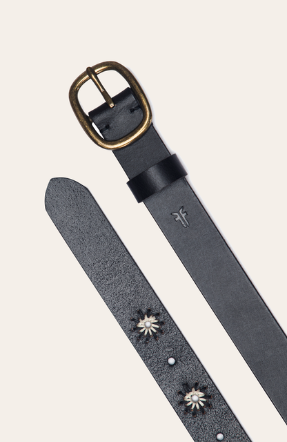 30mm Black Belt With Embroidered Holes Frye Sale