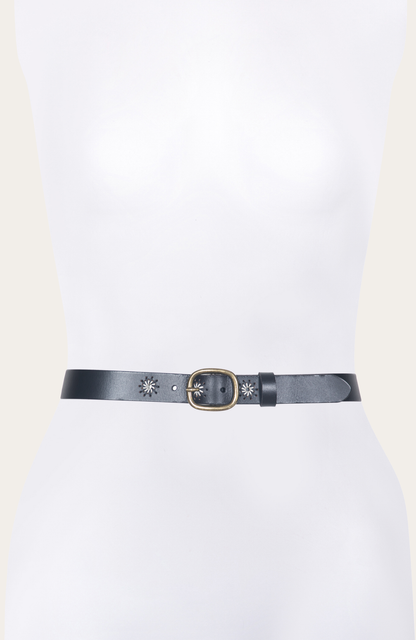 30mm Black Belt With Embroidered Holes Frye Sale