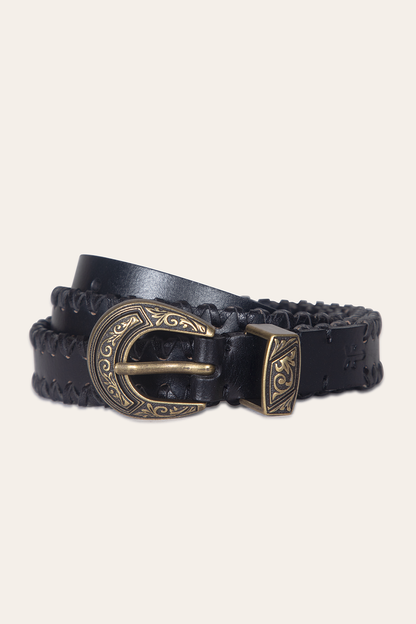 20mm Black Leather Belt With 3-Piece Buckle Set Frye