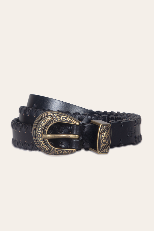 20mm Black Leather Belt With 3-Piece Buckle Set Frye