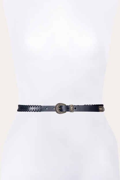 20mm Black Leather Belt With 3-Piece Buckle Set Frye
