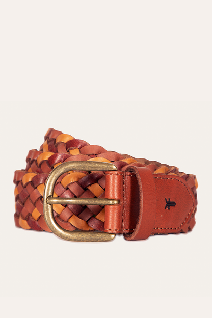 35mm Tonal Woven Leather Belt in Tan Frye Online