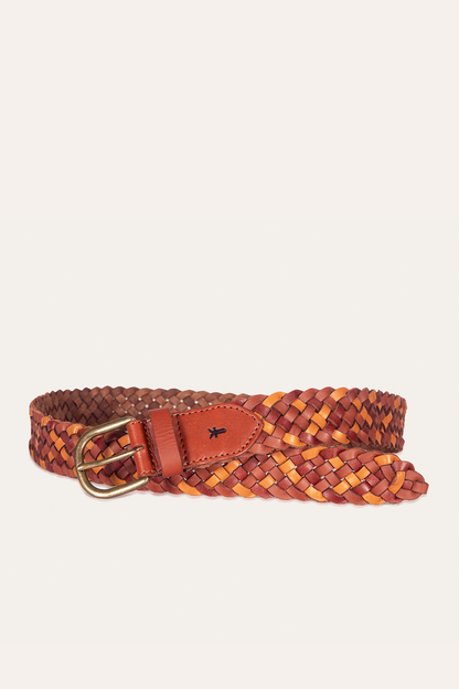 35mm Tonal Woven Leather Belt in Tan Frye Online