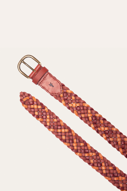 35mm Tonal Woven Leather Belt in Tan Frye Online