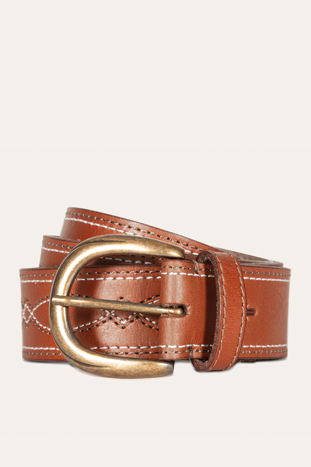 40mm Tan Belt With 2-Tone Stitch Frye On sale
