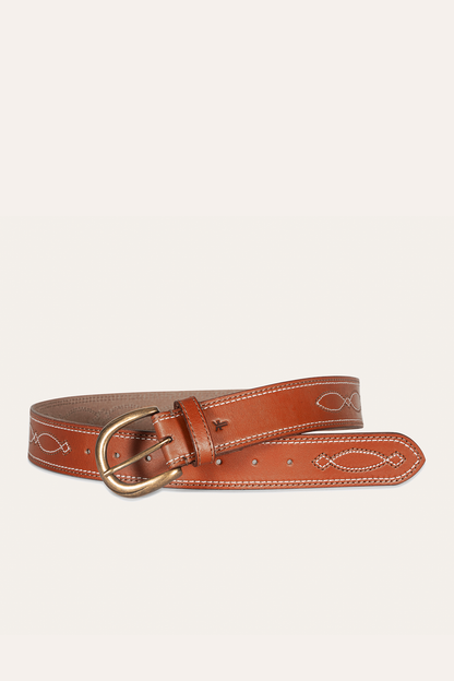 40mm Tan Belt With 2-Tone Stitch Frye On sale