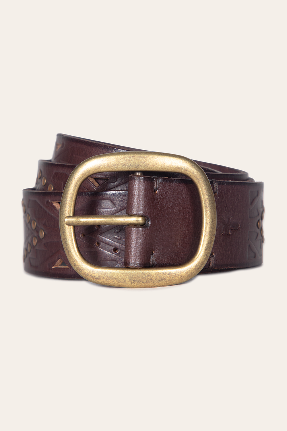 38mm Brown Southwestern Embossed Belt Frye For Sale