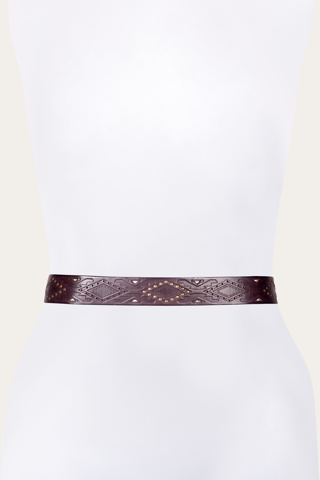 38mm Brown Southwestern Embossed Belt Frye For Sale