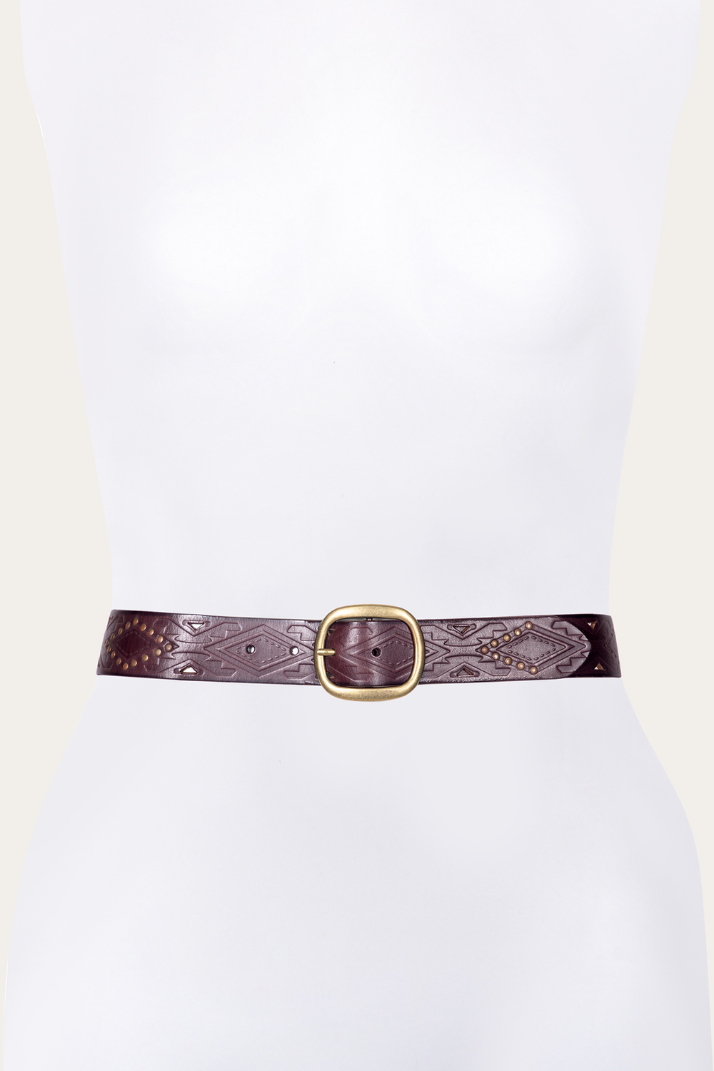 38mm Brown Southwestern Embossed Belt Frye For Sale