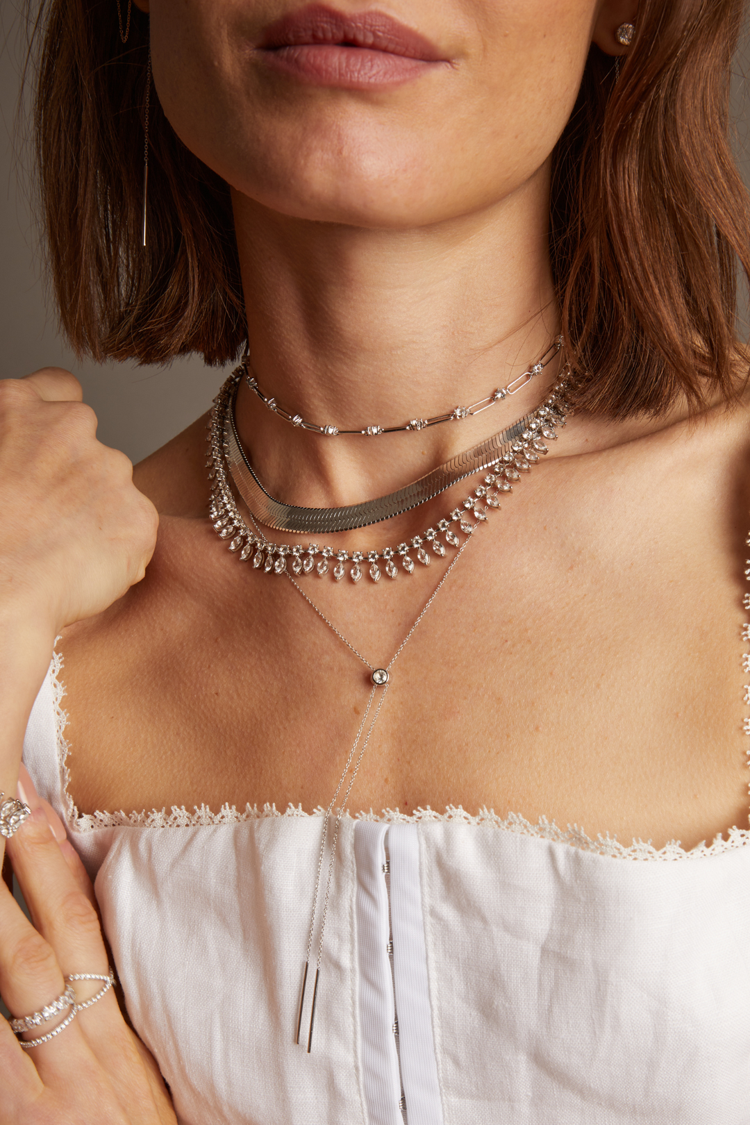 Women’s Lab Grown White Sapphire Bolo Necklace | Aurate x The Frye Company Frye