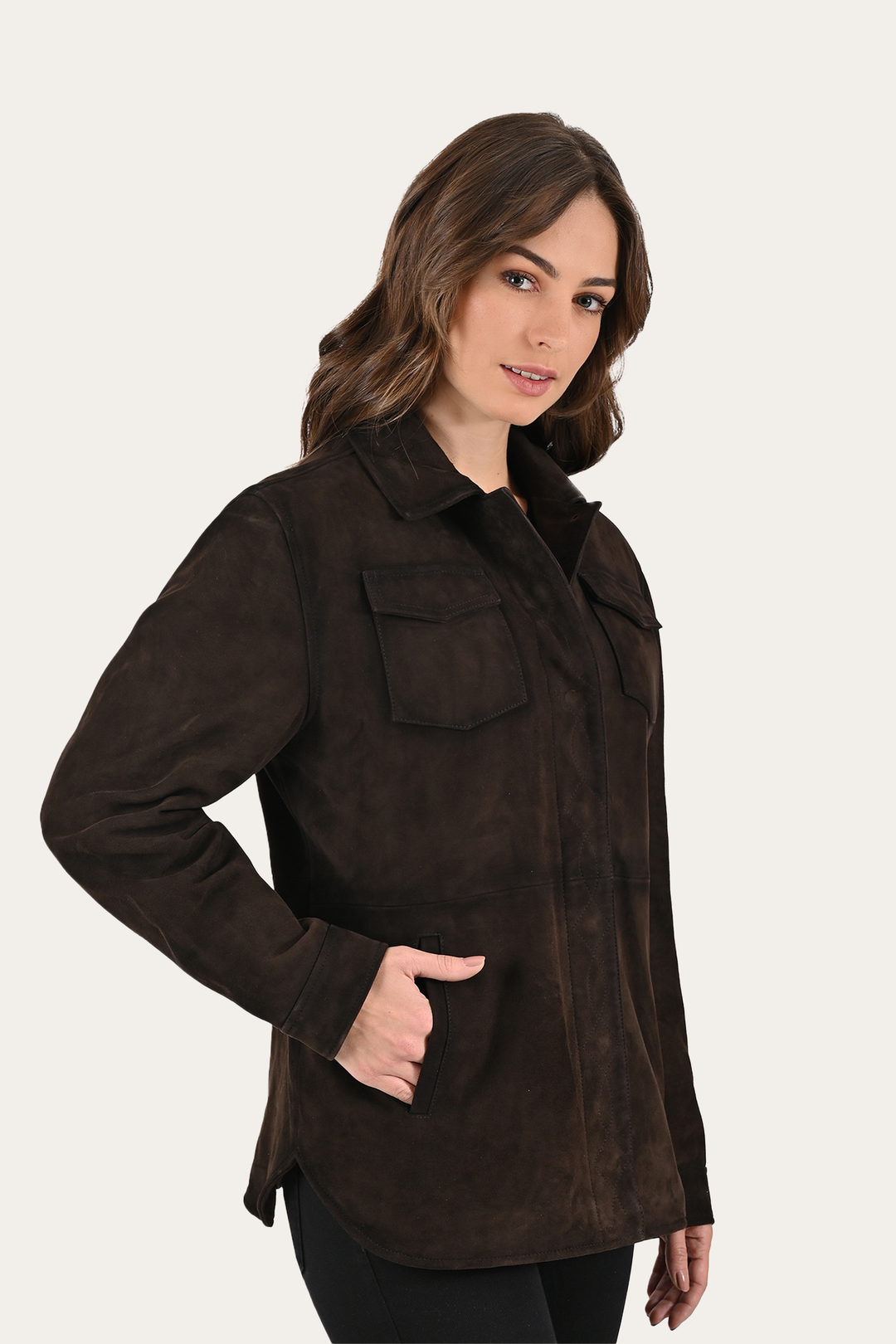 Dark Brown Avett Overshirt Jacket Frye Near me