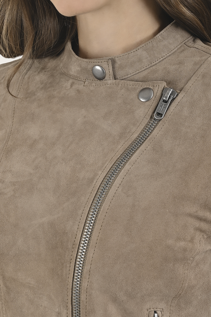 Women’s Taupe Jace Hybrid Biker Racer Suede Jacket Frye Discount